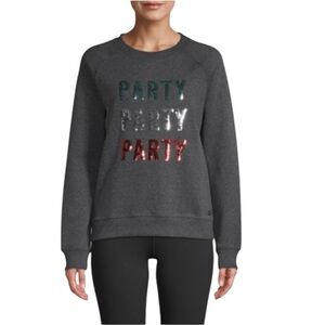 MARC NEW YORK Performance Sequins “Party” Stretch Sweater LARGE Charcoal EUC